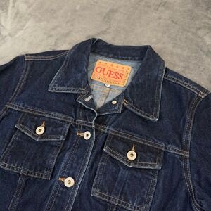 Guess 10838 Denim Jacket Womens Extra Large Dark Wash Blue Vintage Made in USA